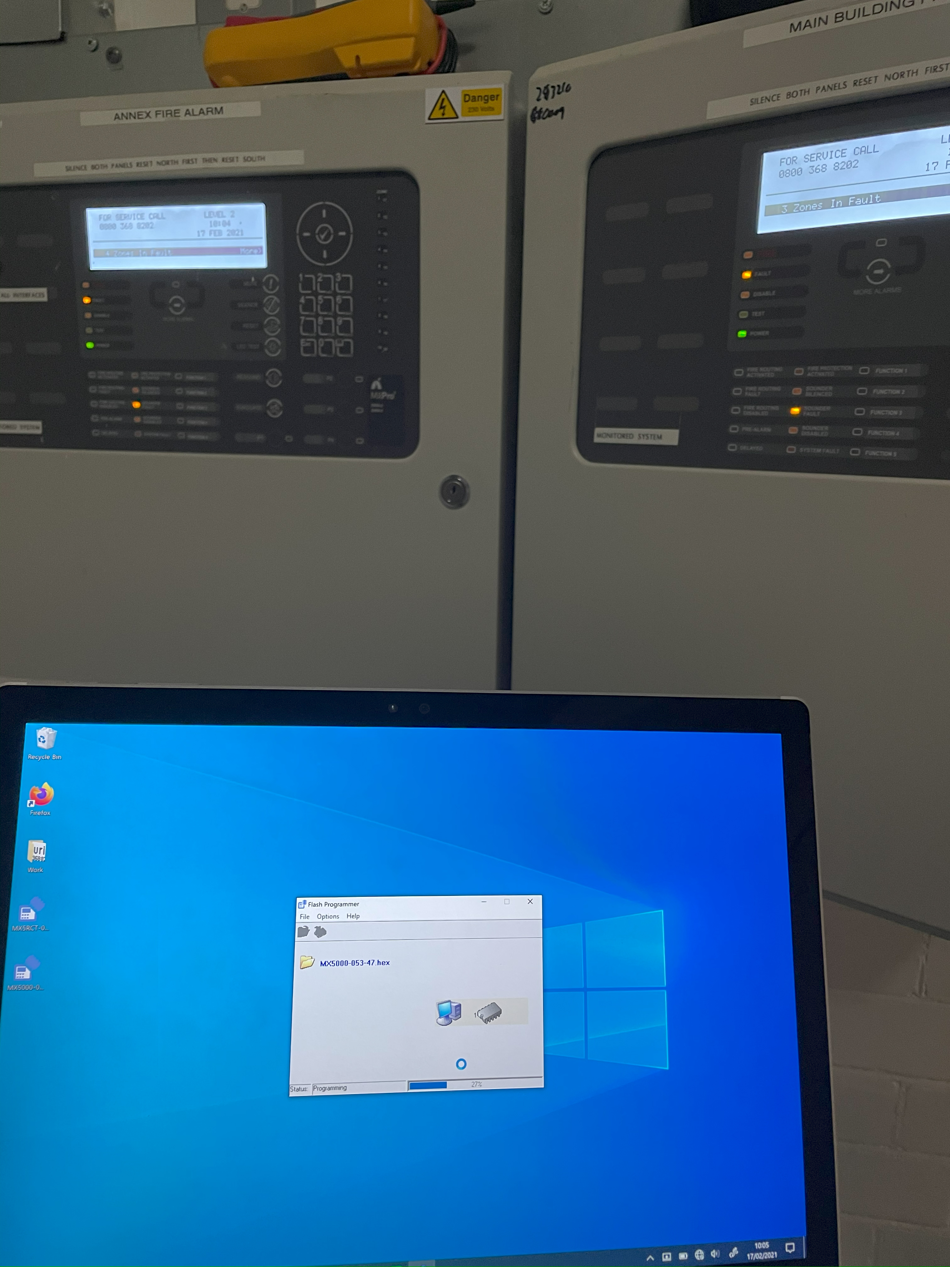 Photuris engineer commissioning fire systems on site